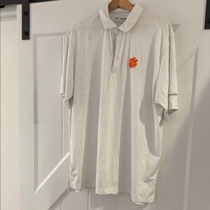 Columbia Polo Shirt in White with Clemson Logo